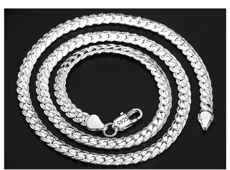 18K Gold color Silver Color 6mm Full Sideways Necklace 8/18/20/24 Inch Chain For Woman Men Fashion Wedding Engagement Jewelry
