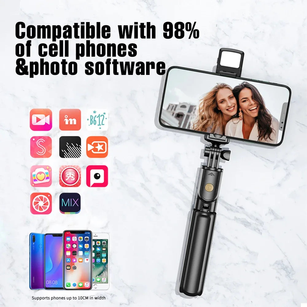 Handheld 360 Degree Flexible Sports Camera Mini Selfie Stick Tripod with Wireless Remote Mobile Phone Monopod Stand