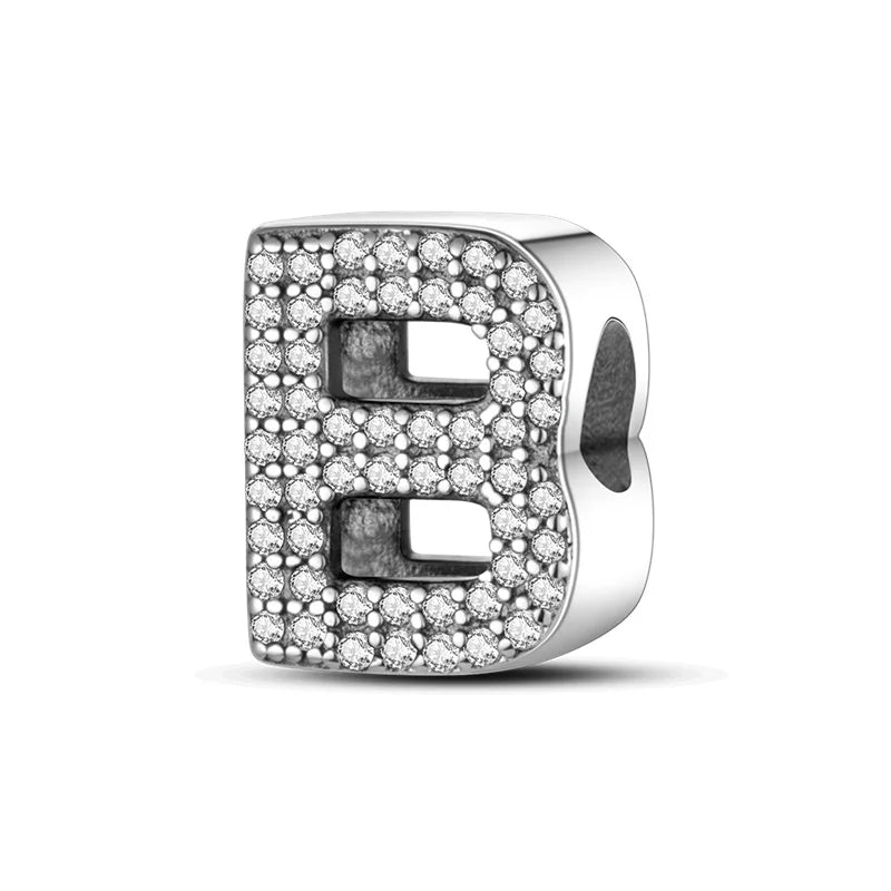Fit Original 925 Sterling Silver Letter Charms Beads A-Z Golden Love Alphabet Charms For Women Fine DIY Birthday Jewelry Gifts