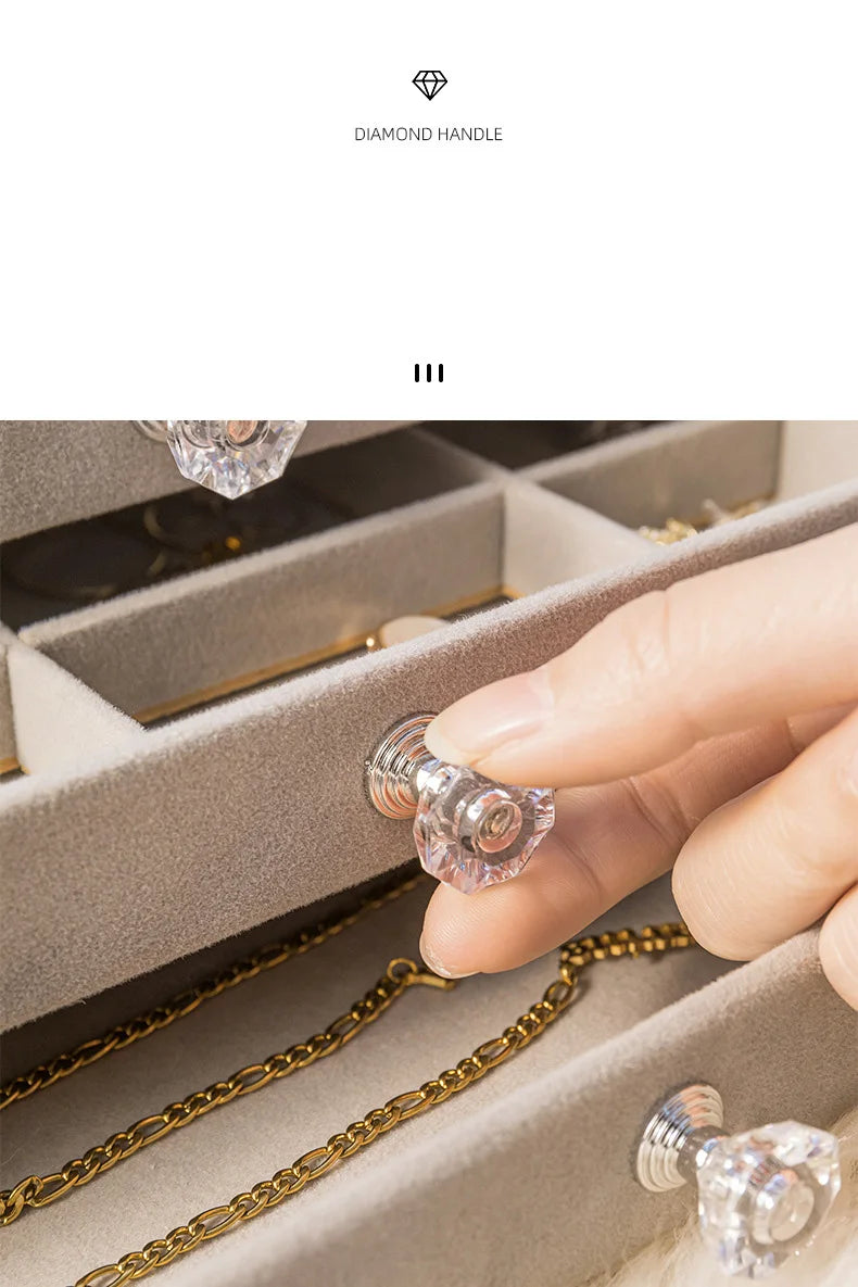 Velvet Stud Earrings Storage Box Three Layer Jewelry Organizer Dust Proof Drawer Design for Accessories Dressing Jewelry Box