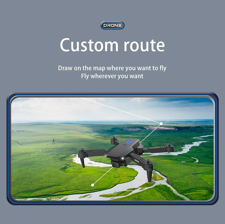 KBDFA 2025 E88 Professional Wide Angle RC Dron HD 8K Camera Mode Foldable Helicopter Aircraft Quadcopter Drone Kid Gift Toys