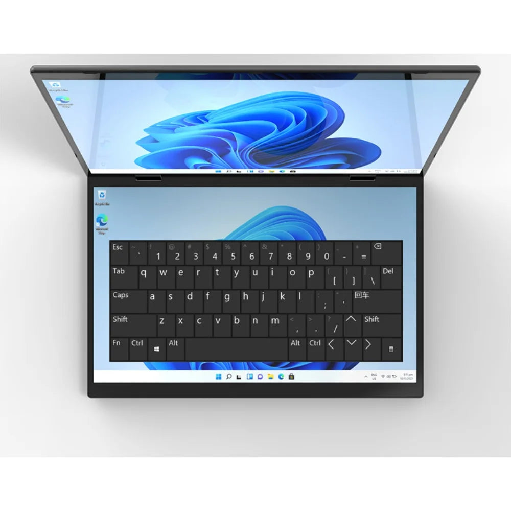 Intel N100 CPU Dual Screen Laptop 14"+14 " 2K Touch Screen Notebook 32GB 360 Degree Flip Metal Case 2 in 1 Laptop Computer