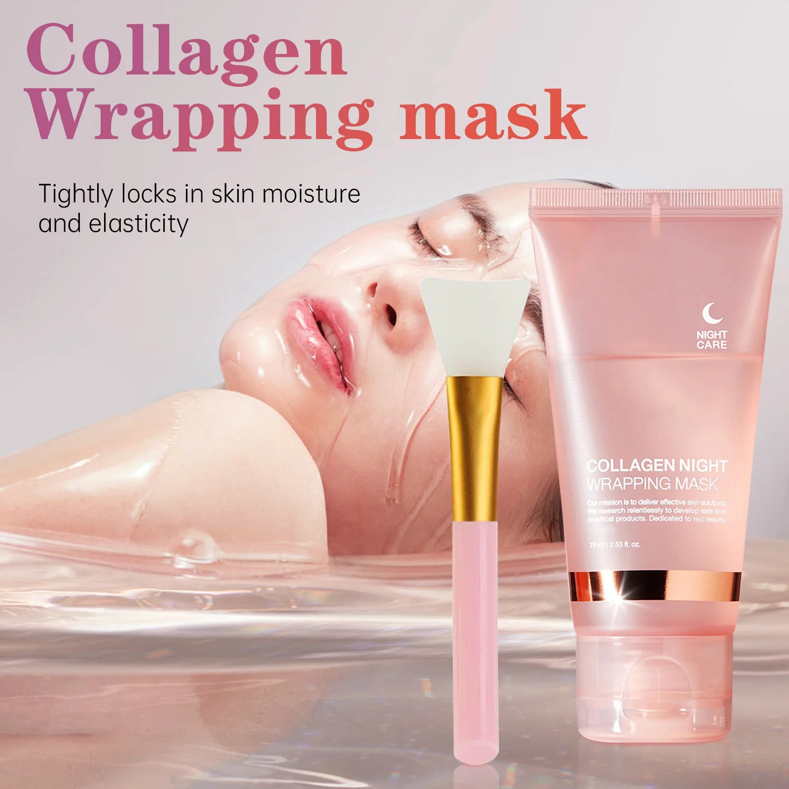 Lakerain Collagen Night Wrapping Mask Elasticity Hydration Care Reduces Sagging & Dullness Hydrolyzed Collagen For Glowing Skin