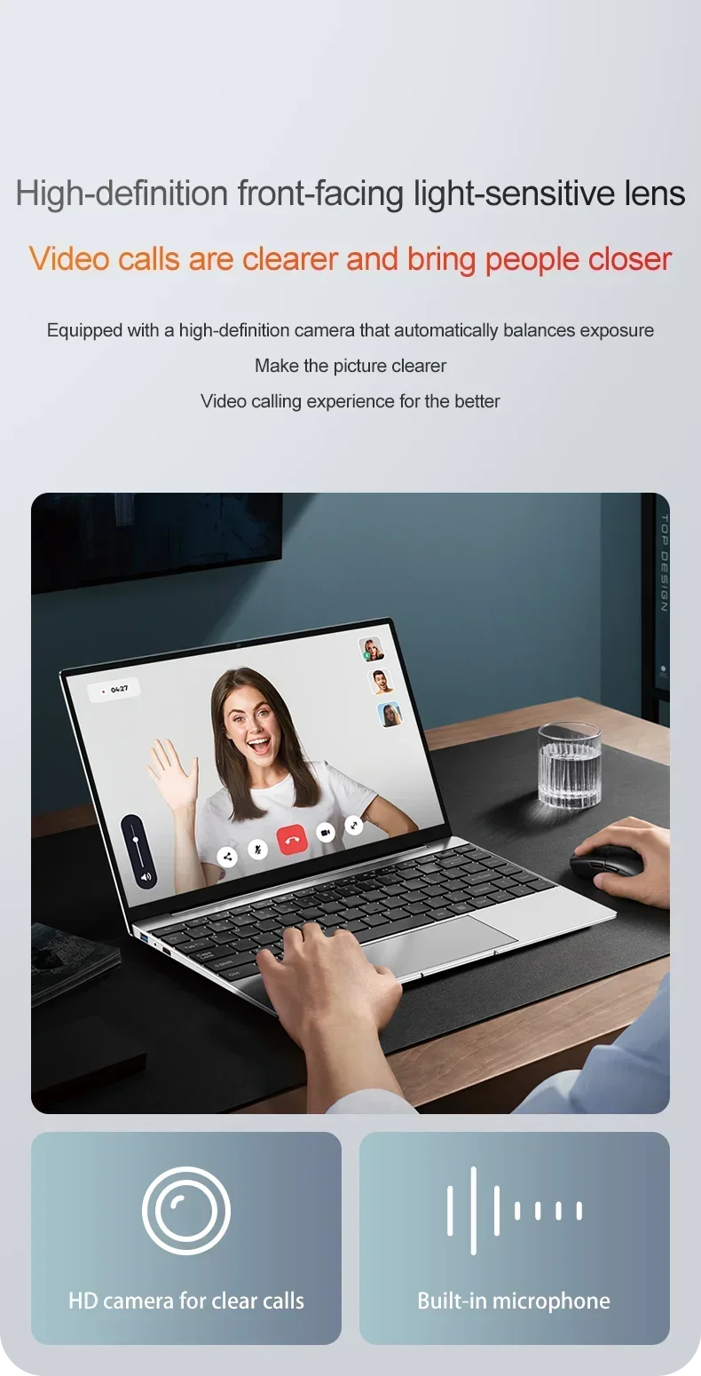 14.1" Ultra Slim Laptop 16GB 1024GB Intel N3700 Notebook Gamer Windows 11 Pro 1920*1080 Display Office Study Computer PC