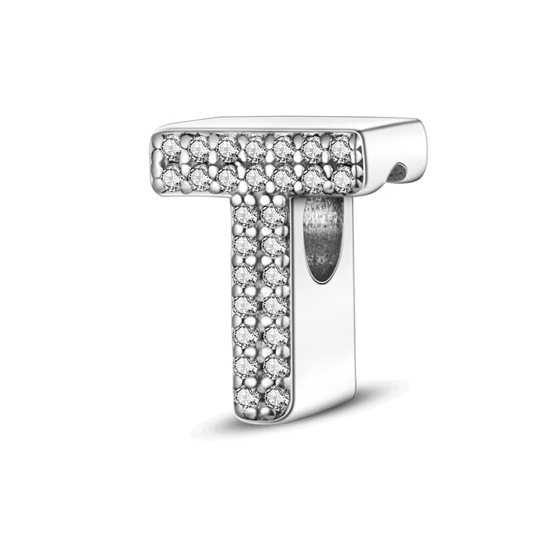 Fit Original 925 Sterling Silver Letter Charms Beads A-Z Golden Love Alphabet Charms For Women Fine DIY Birthday Jewelry Gifts