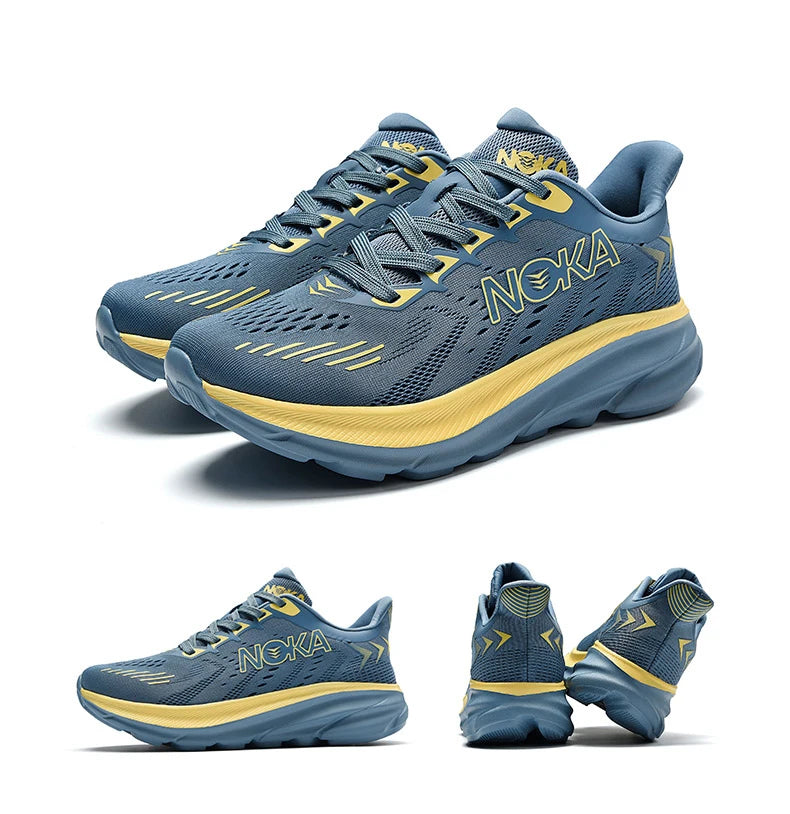 Men's Carbon Plate Air Cushion Running Shoes Breathable Lightweight Marathon Women's Athletic Nonskid Elastic Sports Sneakers