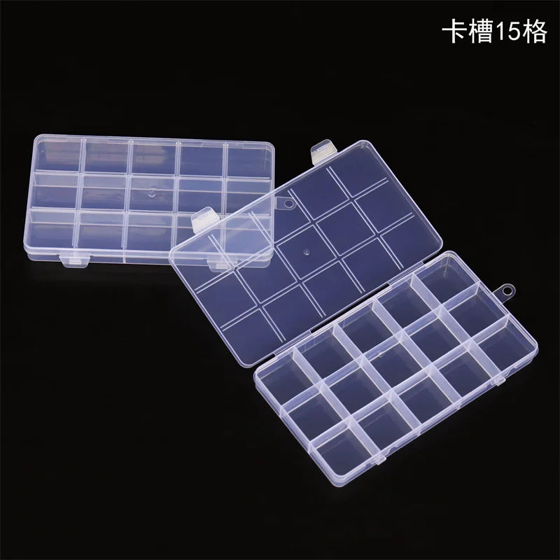 15 24 28 Grid Transparent Fixed With Slot Beaded Anti-string Grid Plastic Storage Box Jewelry Classification Parts Division Box