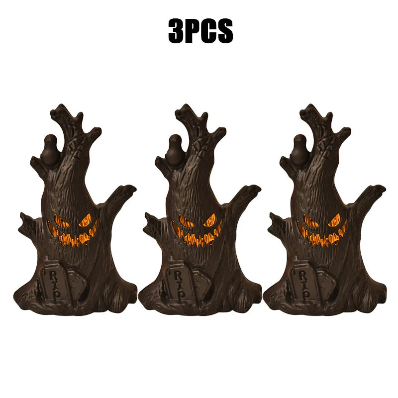Halloween Decorations LED Ghost Lantern Candle Lights Stump Lanterns Holiday Ambience Ornaments Horror Decoration