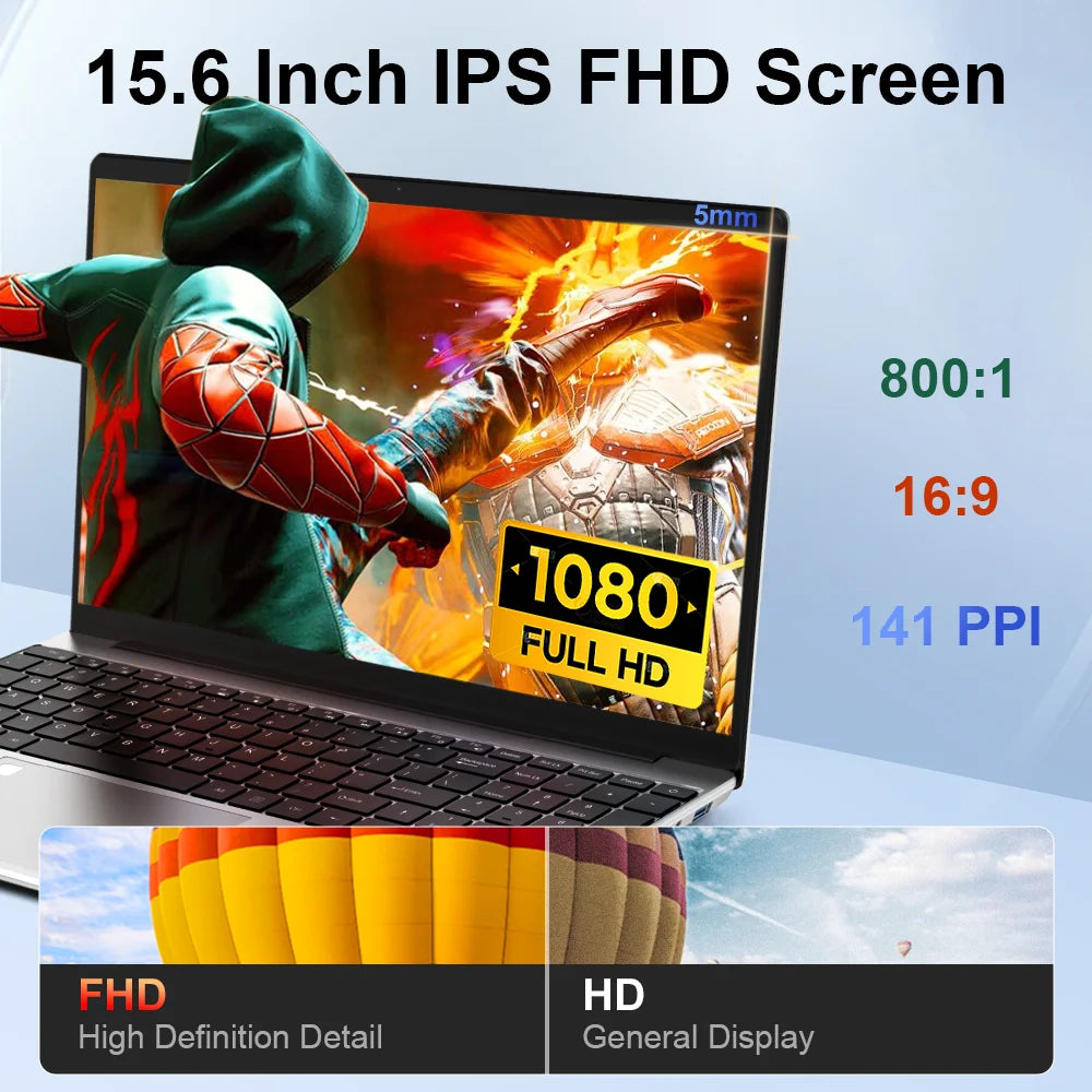Ninkear N15 Air laptop Intel N95 15.6 Inch FHD IPS 16GB DDR4 512GB SSD Backlit Keyboard Fingerprint unlock Windows 11 Notebook