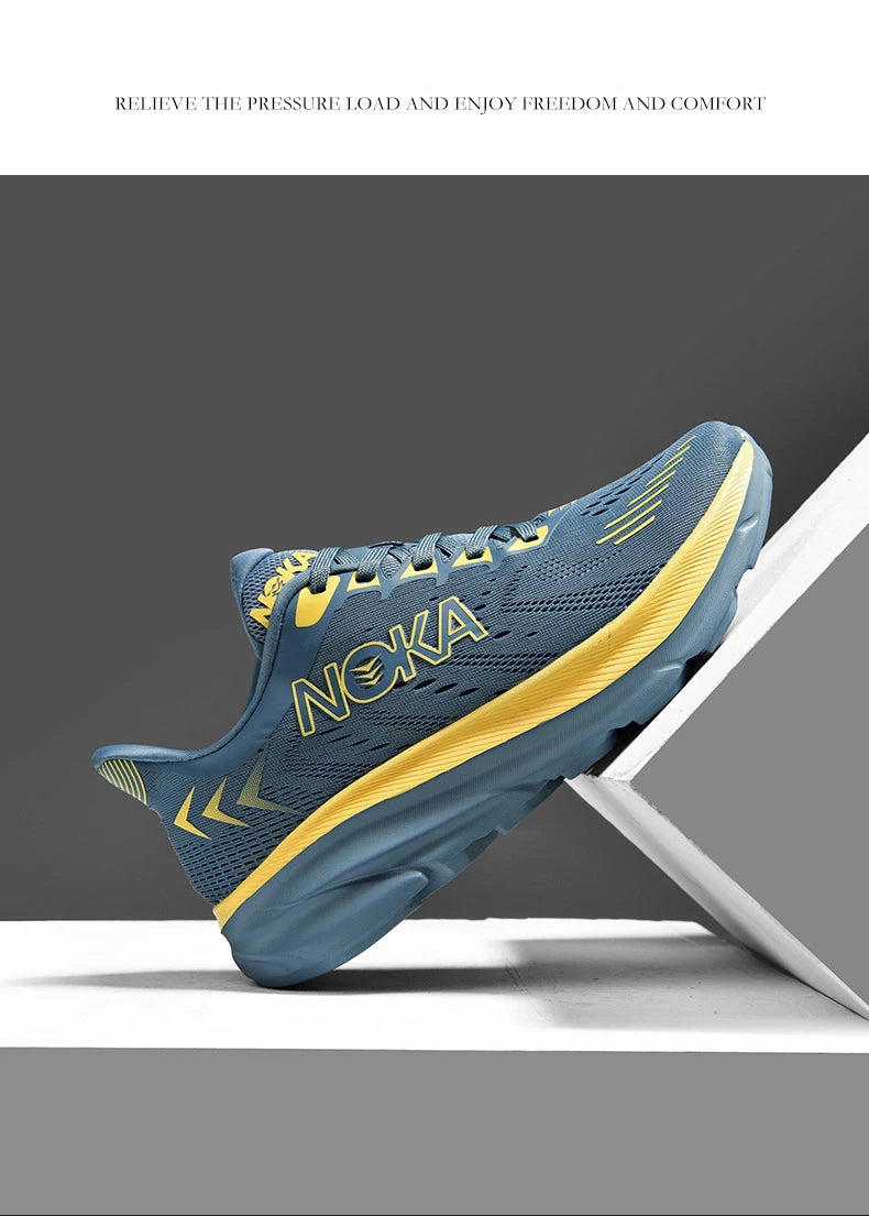 Men's Carbon Plate Air Cushion Running Shoes Breathable Lightweight Marathon Women's Athletic Nonskid Elastic Sports Sneakers