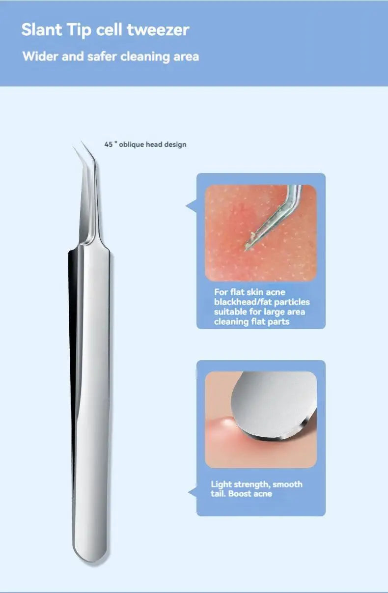 11Pcs Ingrown Hair Tweezers Acne Blackhead Removal Needles Black Dots Cleaner Pore Cleaner Deep Cleansing Face Skin Care Tools