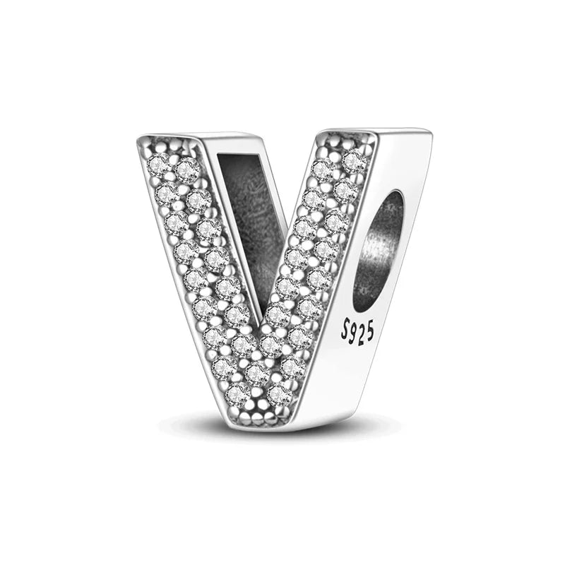 Fit Original 925 Sterling Silver Letter Charms Beads A-Z Golden Love Alphabet Charms For Women Fine DIY Birthday Jewelry Gifts