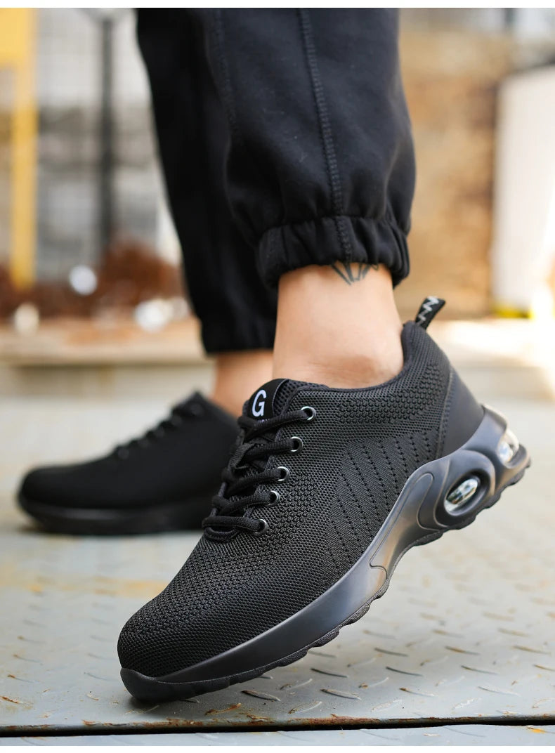 New Men Safety Shoes Anti-smash Anti-puncture Work Shoes Mesh Breathable Lightweight Work Sneakers Indestructible Slip-resistant