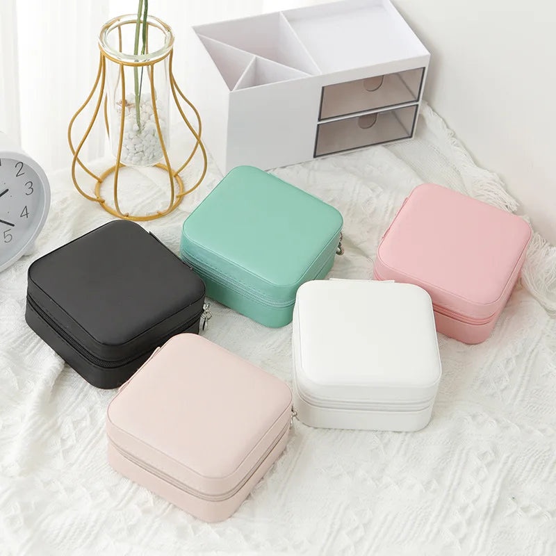1pc Portable Jewelry Storage Box Home Travel Earrings Necklace Ring Jewelry Box Mini Layered Jewelry Display Case