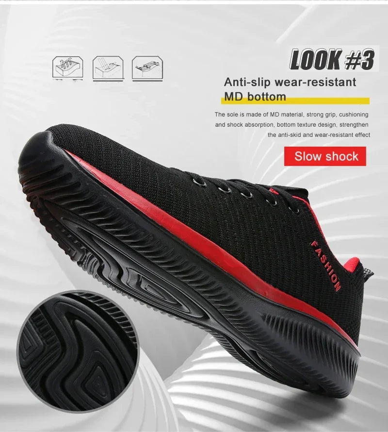 YRZL Men Shoes Breathable Mens Sneakers Comfortable Non Slip Casual Shoes Tenis Outdoor Lace Up Walking Sneakers for Men