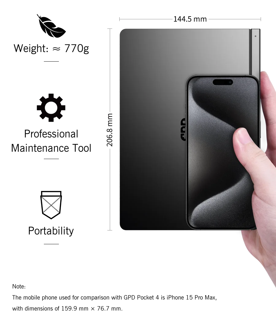 New 2025 version! GPD Pocket 4 8.8-inch AMD Ryzen AI 9 HX 370/8840U 64GB RAM 2TB NVMe Mini Laptop Computer for business