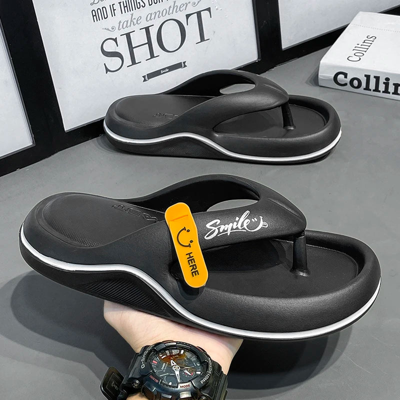 Summer Men's Flip Flops Soft Sole EVA Slippers for Men Outdoor Casual Beach Shoes Home Slippers Non-slip Bathroom Slides Shoes