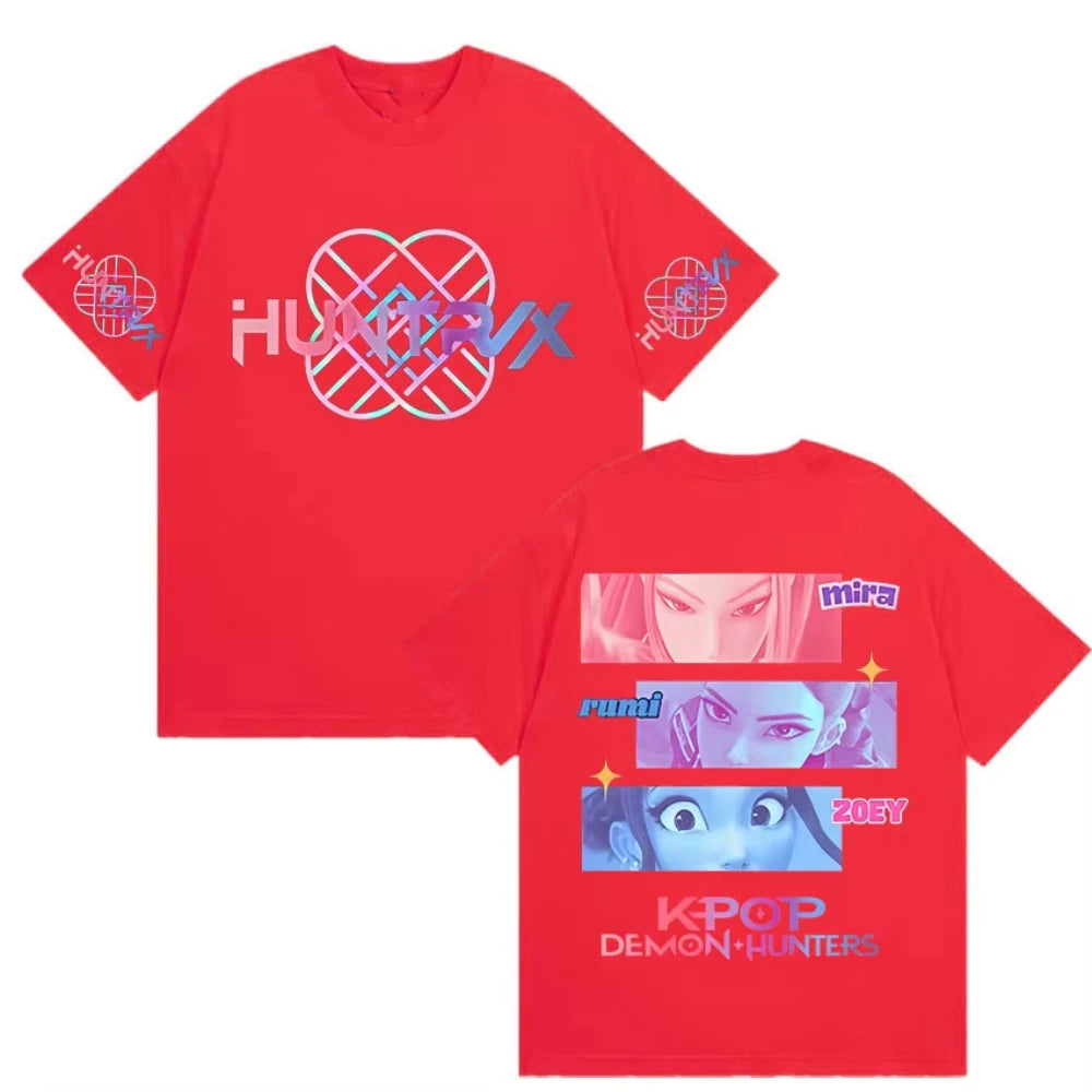K-pop Demon Hunters Film 2025 Graphic T Shirt Men Women Fashion High Quality Cotton T-Shirts Vintage Oversized Short Sleeve Tees