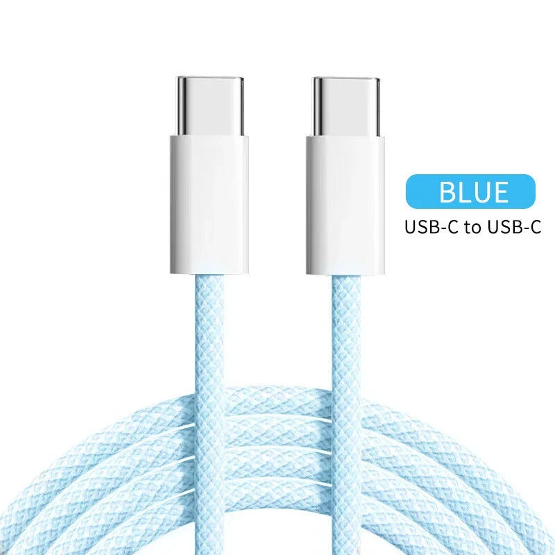 PD 60W USB-C To Type C Cable for IPhone 15 16 Pro Fast Charging Wire for Huawei Xiaomi Samsung Colorful Weaving Data Cable Line