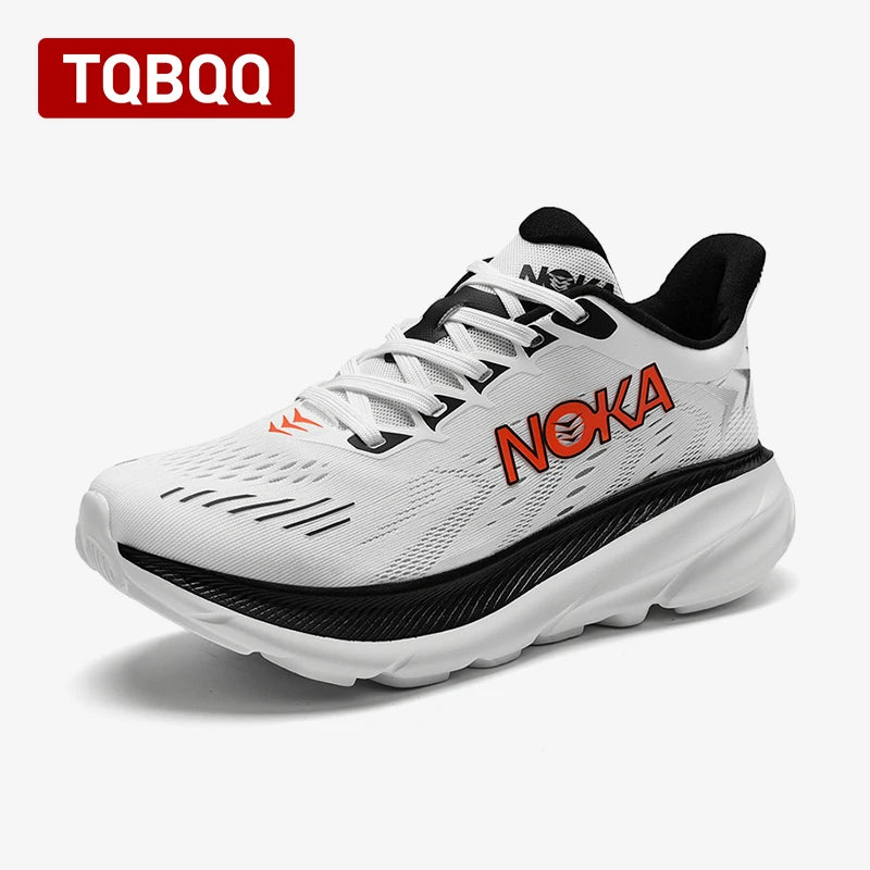 Men's Carbon Plate Air Cushion Running Shoes Breathable Lightweight Marathon Women's Athletic Nonskid Elastic Sports Sneakers