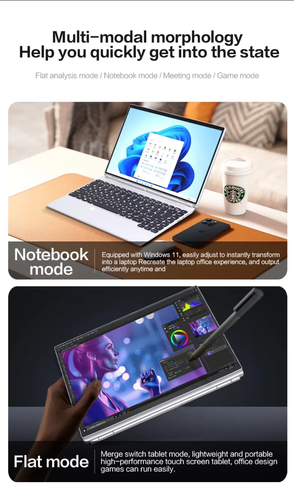 14-inch IPS touch screen computer tablet laptop N95 office business notebook 16G RAM 128G - 1TB SSD RGB WINDOWS 11 Touch ID