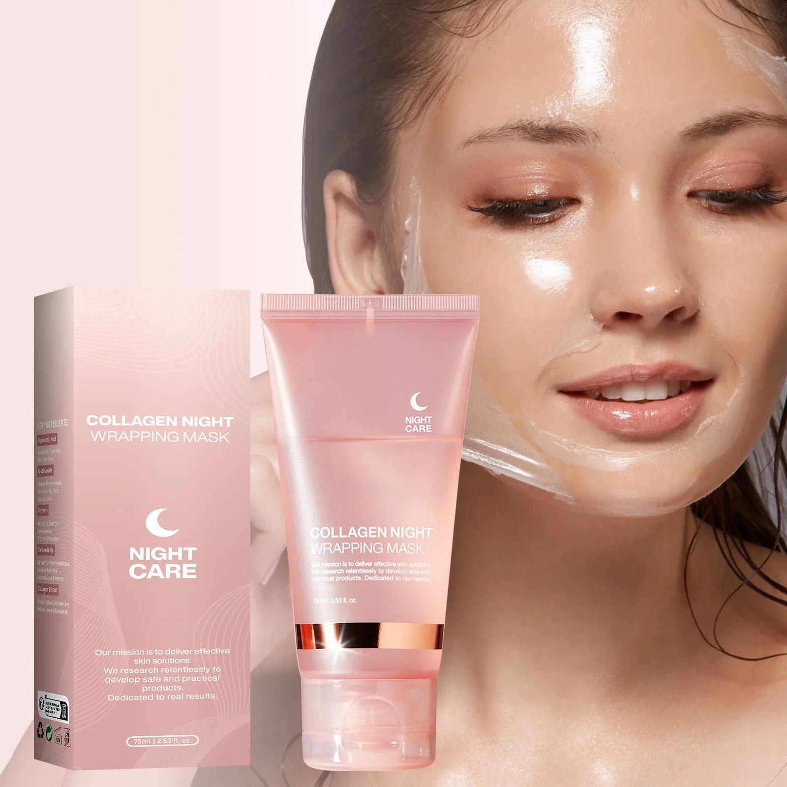Lakerain Collagen Night Wrapping Mask Elasticity Hydration Care Reduces Sagging & Dullness Hydrolyzed Collagen For Glowing Skin