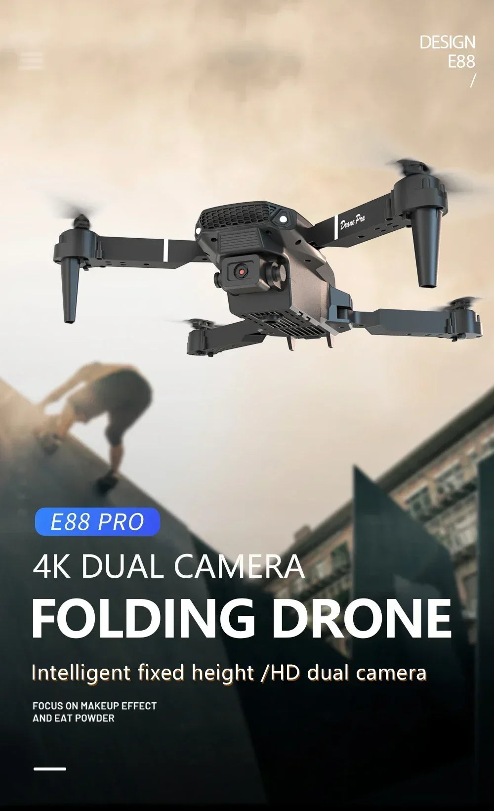 E88 Mini Drone 4K HD Camera WiFi FPV Foldable Quadcopter for Kids Adults Gift Toy RC Aircraft