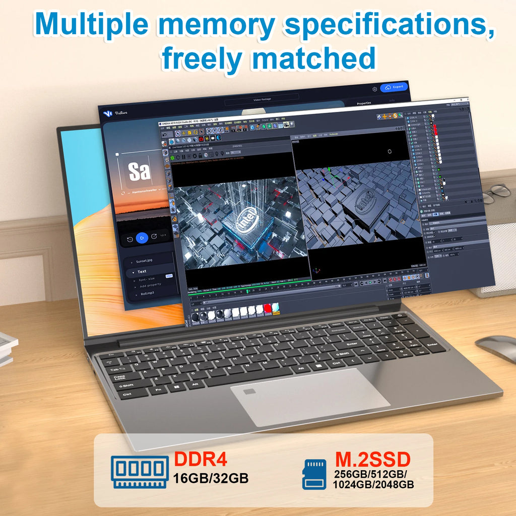 Xiaman 15.6" Intel Core i3 6100U Laptop Computer Windows 11 Pro 16GB RAM 512GB 1TB SSD Portable Notebook PC Office Study Laptops