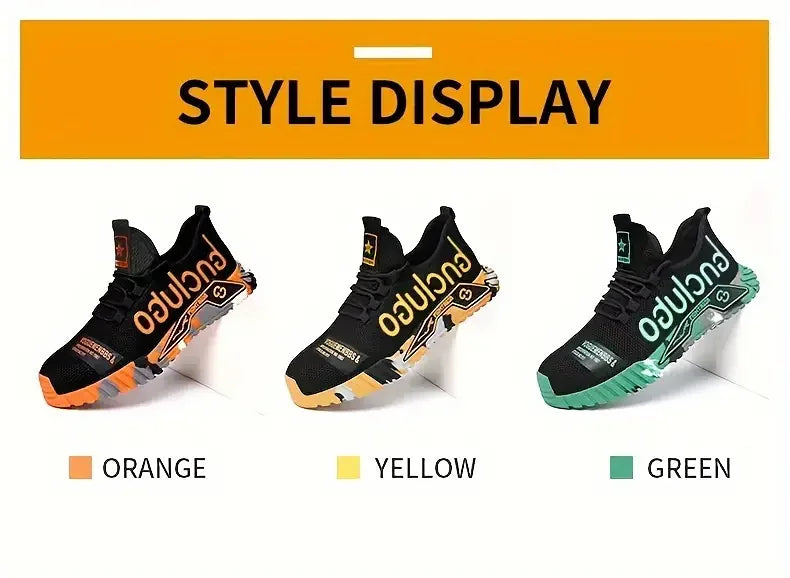 Steel Toe Anti-Puncture Men's Safety Shoes Reinforced Sole Slip Resistant Shoes Man Lightweight Breathable Men's Work Shoes