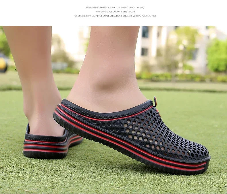 Men Shoes 2024 Beach Slippers Unisex Hollow Out Casual Women Beach Sandal Flip Flops Shoes Non-slip Size 36-45 Mens Slippers