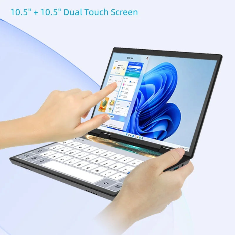 Intel N100 CPU Dual Screen Laptop 14"+14 " 2K Touch Screen Notebook 32GB 360 Degree Flip Metal Case 2 in 1 Laptop Computer