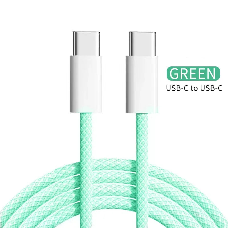 PD 60W USB-C To Type C Cable for IPhone 15 16 Pro Fast Charging Wire for Huawei Xiaomi Samsung Colorful Weaving Data Cable Line