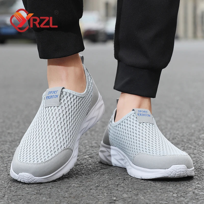 YRZL Men's Shoes Breathable Mesh Men Casual Shoes Outdoor Anti-Slip Large Size Loafers Walking Lightweight Mens Tennis Shoes