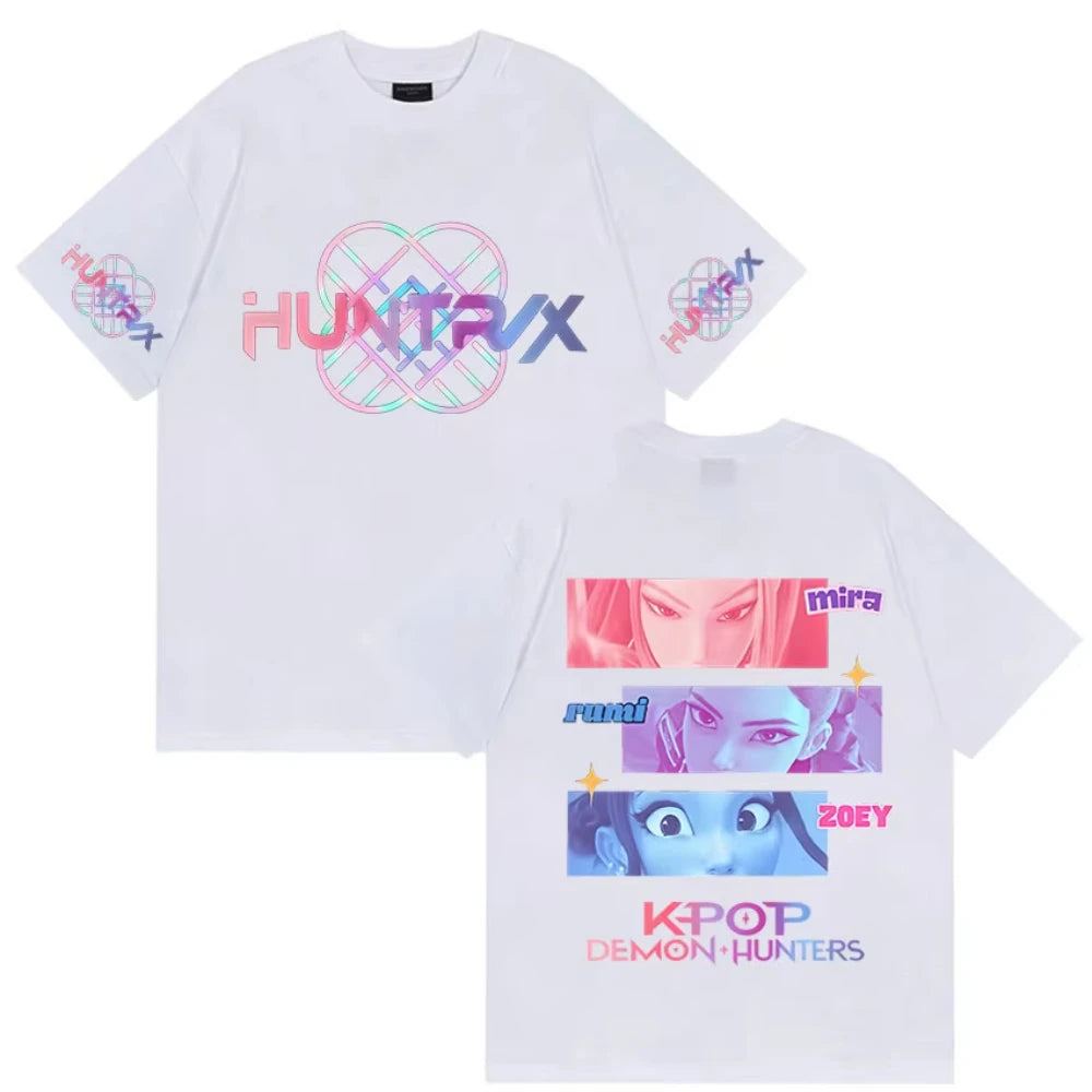K-pop Demon Hunters Film 2025 Graphic T Shirt Men Women Fashion High Quality Cotton T-Shirts Vintage Oversized Short Sleeve Tees