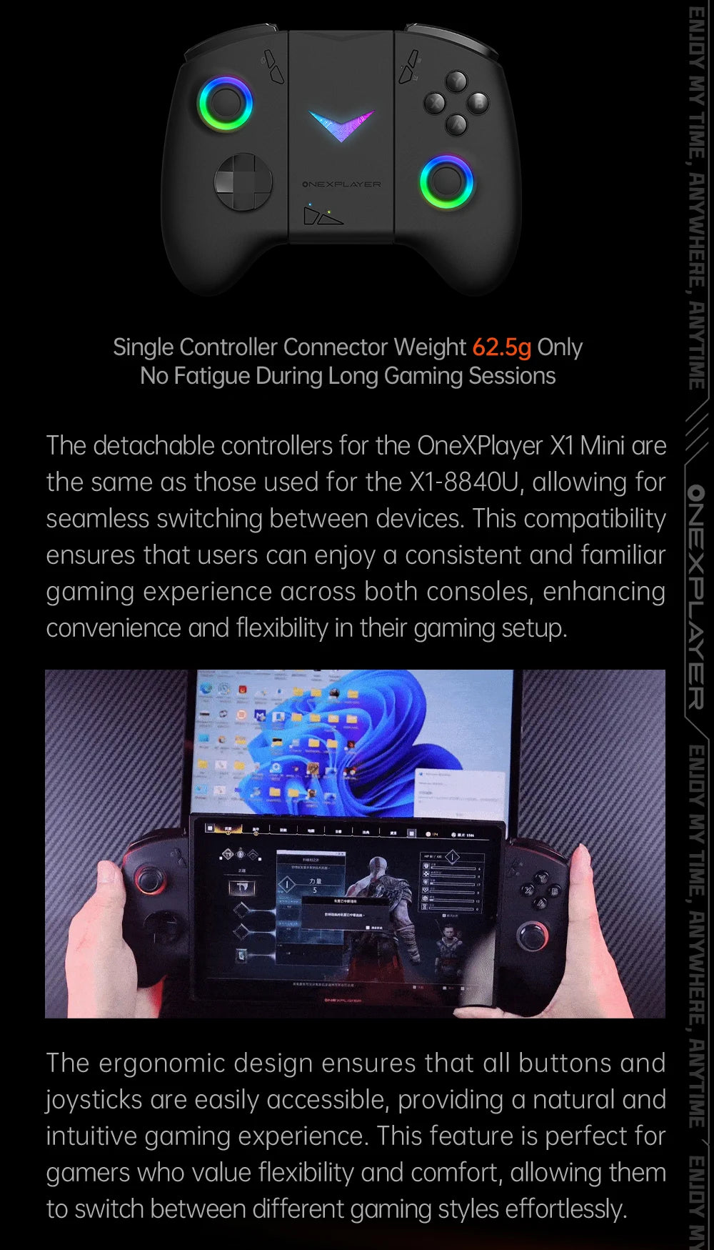 OneXPlayer X1 mini AMD R7-8840U PC Game Console 3 IN 1 Laptop Tablet 8.8 Inch LTPS Touch Screen Computer Detachable Controller