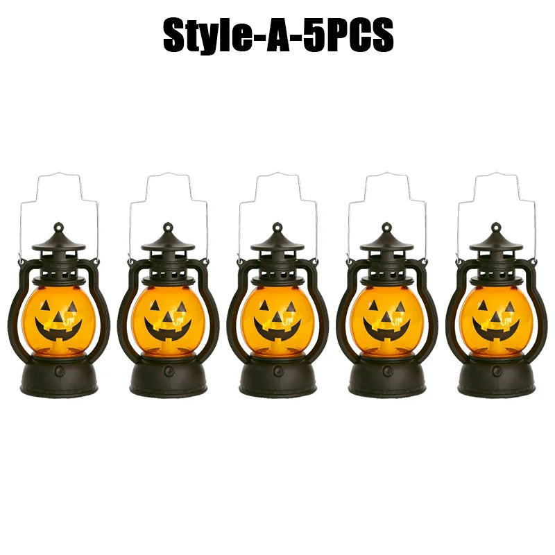 Halloween Decorations LED Ghost Lantern Candle Lights Stump Lanterns Holiday Ambience Ornaments Horror Decoration