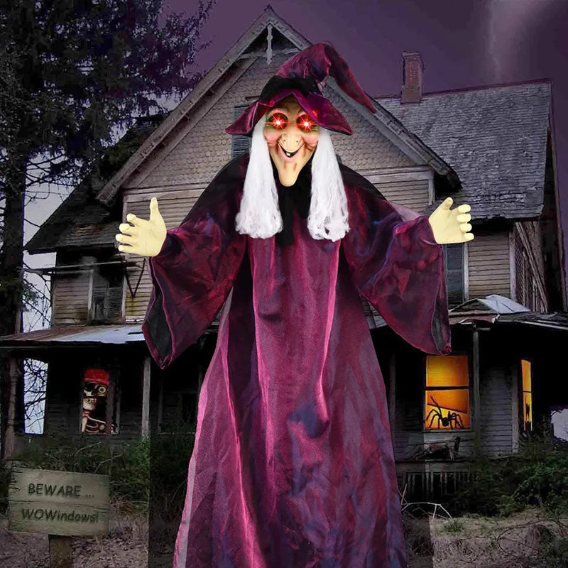 Halloween Witch Ghost Decor Horror Pendant Glowing Prank Props Electric Toys Haunted House Bar Club Home Festival Decoration