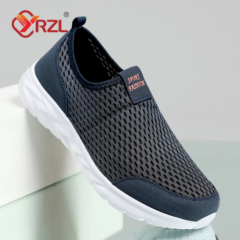 YRZL Men's Shoes Breathable Mesh Men Casual Shoes Outdoor Anti-Slip Large Size Loafers Walking Lightweight Mens Tennis Shoes