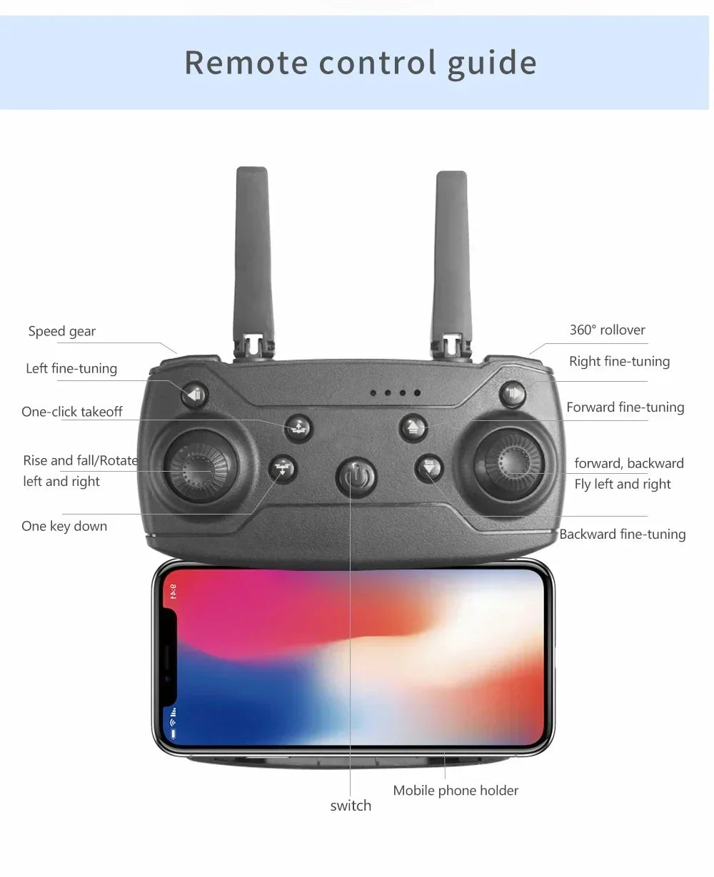 E88 Mini Drone 4K HD Camera WiFi FPV Foldable Quadcopter for Kids Adults Gift Toy RC Aircraft