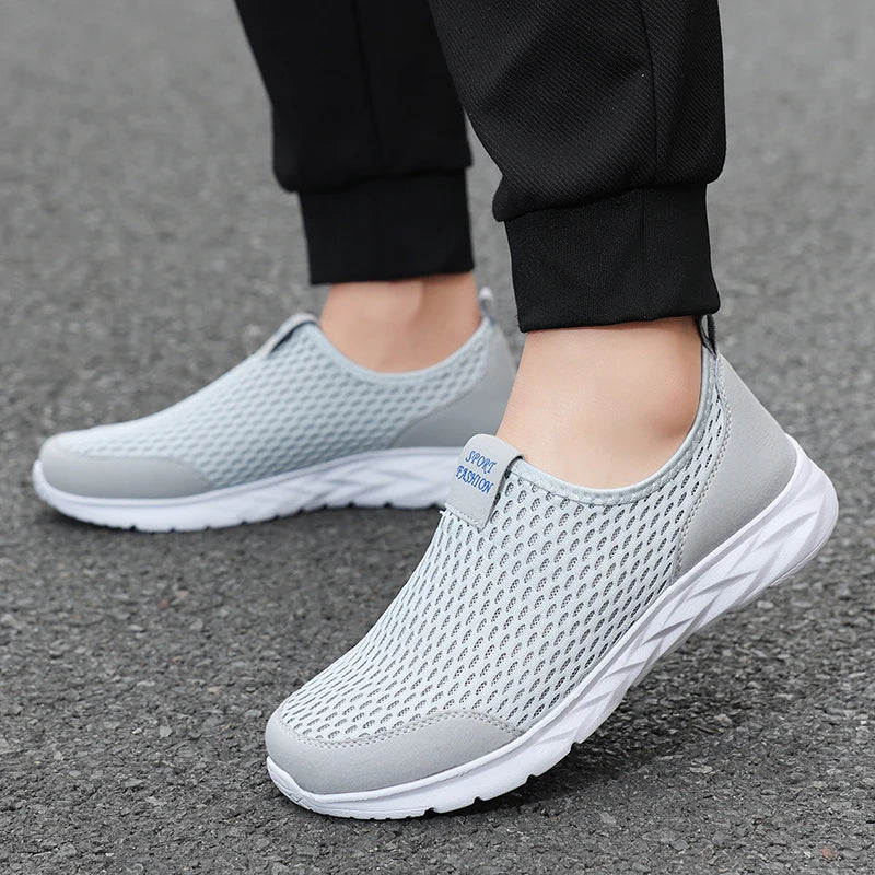 YRZL Men's Shoes Breathable Mesh Men Casual Shoes Outdoor Anti-Slip Large Size Loafers Walking Lightweight Mens Tennis Shoes