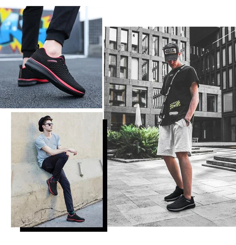 YRZL Men Shoes Breathable Mens Sneakers Comfortable Non Slip Casual Shoes Tenis Outdoor Lace Up Walking Sneakers for Men