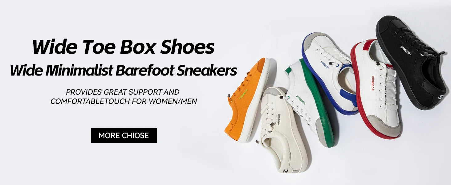 HOBIBEAR Womens Mens Barefoot Shoes | Zero Drop | Wide Toe Casual Canvas Sneakers Minimalist Walking Shoes