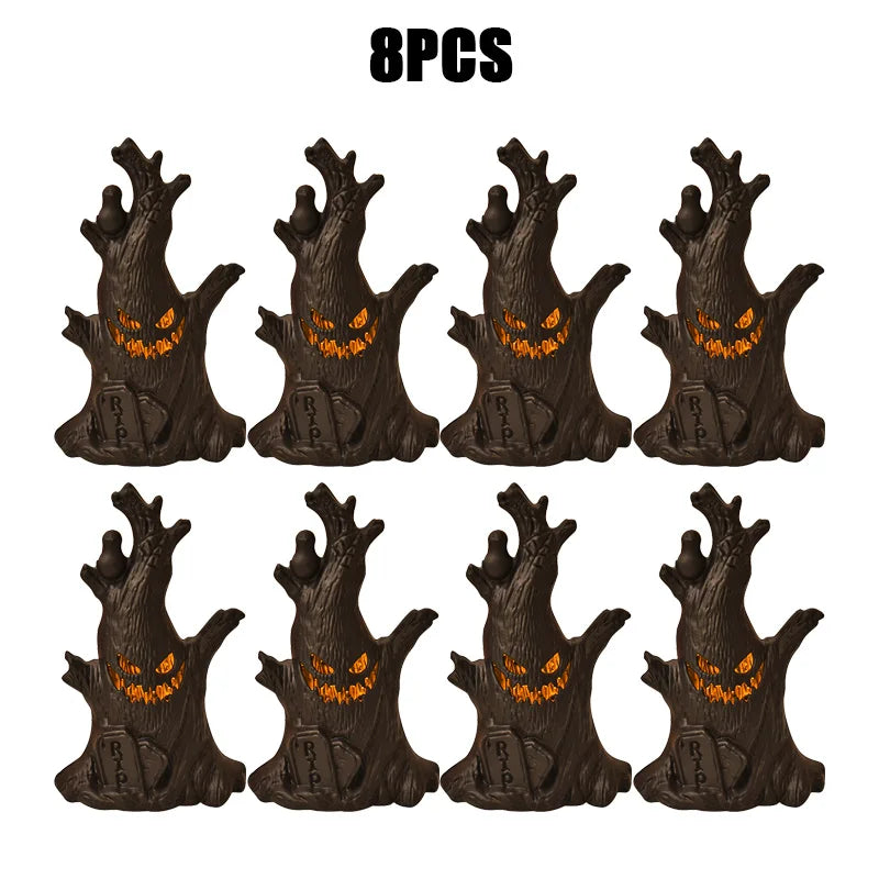 Halloween Decorations LED Ghost Lantern Candle Lights Stump Lanterns Holiday Ambience Ornaments Horror Decoration