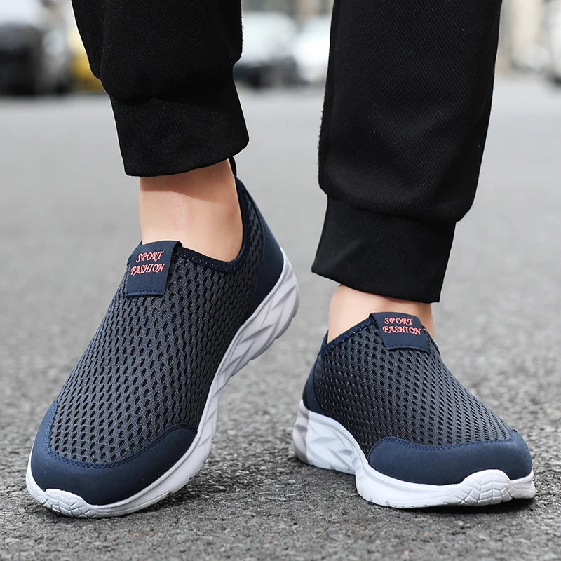 YRZL Men's Shoes Breathable Mesh Men Casual Shoes Outdoor Anti-Slip Large Size Loafers Walking Lightweight Mens Tennis Shoes