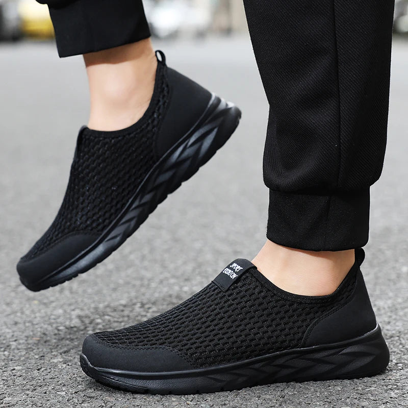 YRZL Men's Shoes Breathable Mesh Men Casual Shoes Outdoor Anti-Slip Large Size Loafers Walking Lightweight Mens Tennis Shoes
