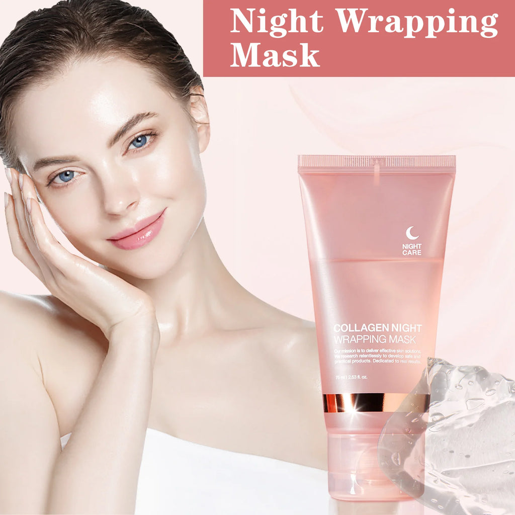 Lakerain Collagen Night Wrapping Mask Elasticity Hydration Care Reduces Sagging & Dullness Hydrolyzed Collagen For Glowing Skin