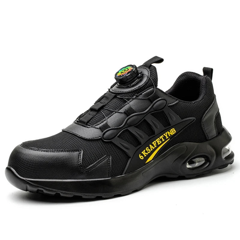Rotary Buckle Work Sneakers Protective Shoes Lightweight Safety Shoes Puncture-Proof Anti-smash Steel Toe Shoes Work Footwear