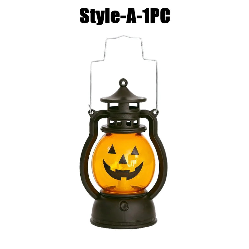 Halloween Decorations LED Ghost Lantern Candle Lights Stump Lanterns Holiday Ambience Ornaments Horror Decoration