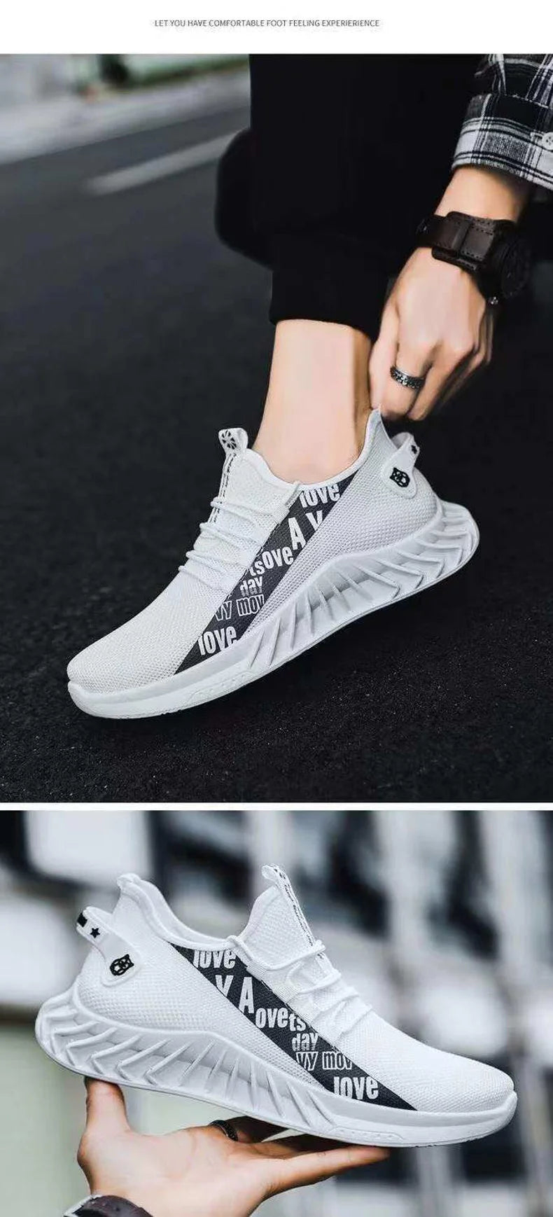 Men's mesh breathable casual sneakers summer soft sole non-slip comfort outdoor running shoes fashion student light sports shoes