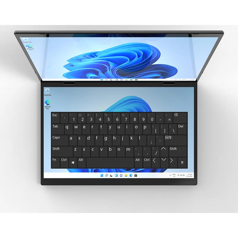 Intel N100 CPU Dual Screen Laptop 14"+14 " 2K Touch Screen Notebook 32GB 360 Degree Flip Metal Case 2 in 1 Laptop Computer